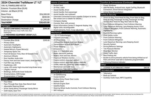 Used 2024 Chevrolet TrailBlazer LT w/ Driver Confidence Package AWD/4WD image 32