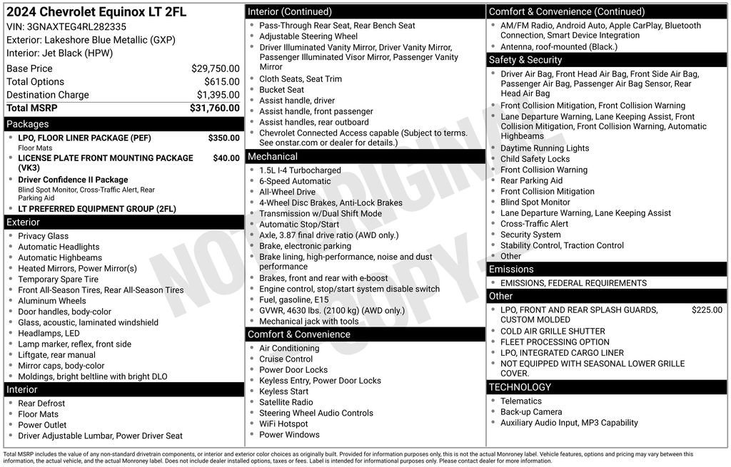 Used 2024 Chevrolet Equinox LT w/ LPO, Floor Liner Package image 2