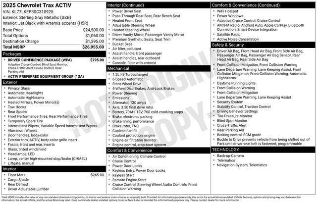 Certified 2025 Chevrolet Trax ACTIV w/ Driver Confidence Package FWD image 5