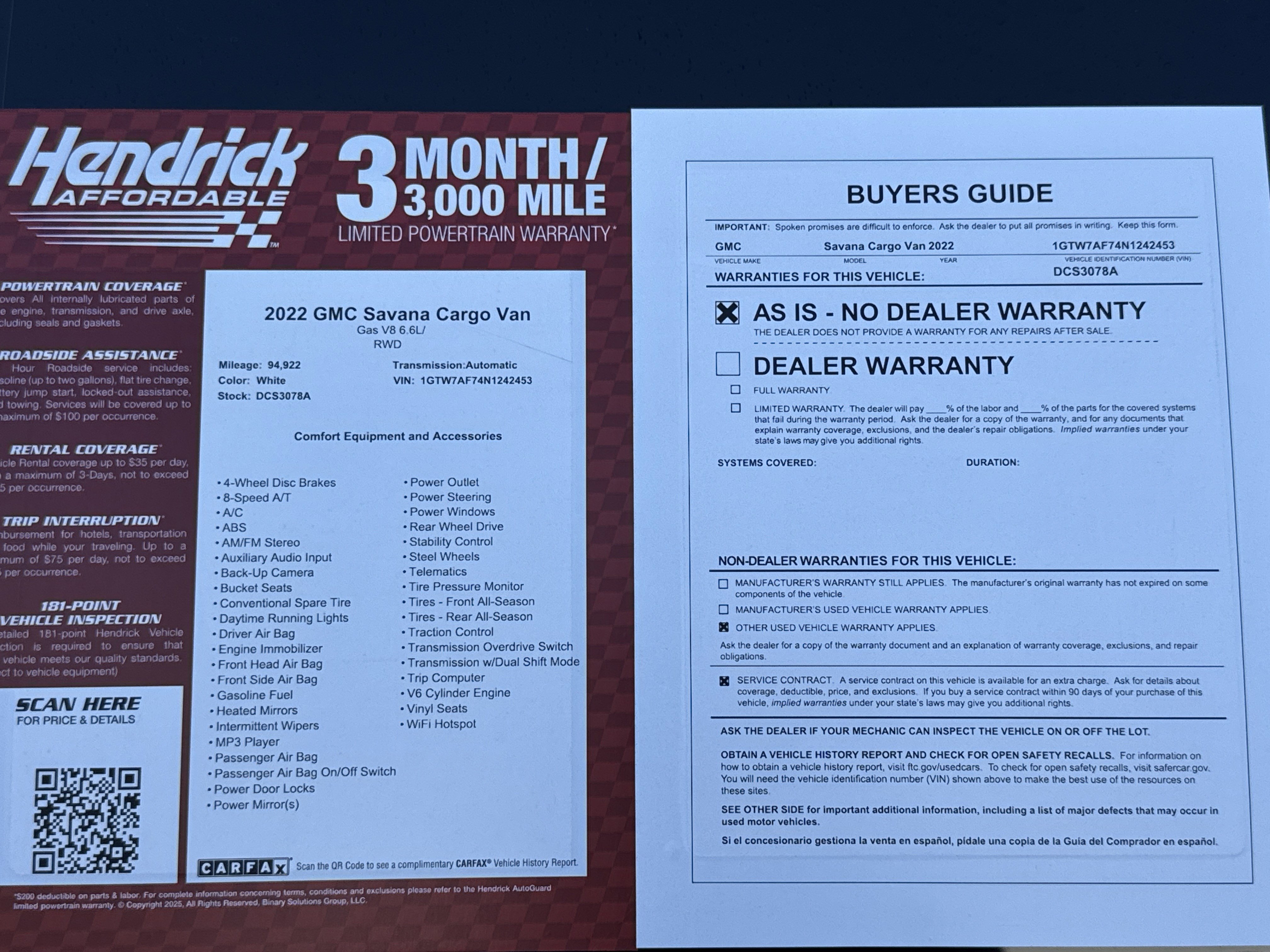 Used 2022 GMC Savana 2500 w/ Driver Convenience Package image 29