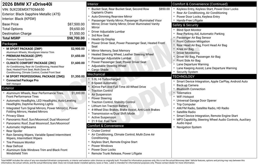 Used 2026 BMW X7 xDrive40i w/ M Sport Package AWD/4WD image 6