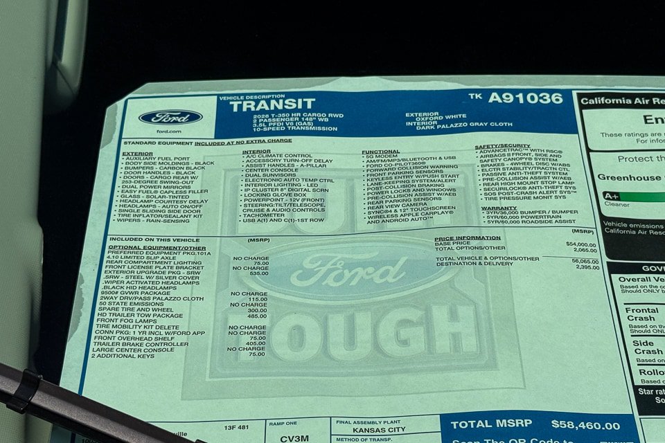 New 2026 Ford Transit 350 148 High Roof w/ Exterior Upgrade Package RWD image 10