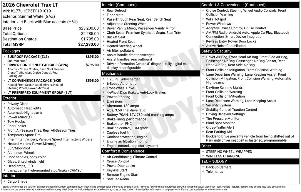 New 2026 Chevrolet Trax LT w/ Sunroof Package FWD image 3