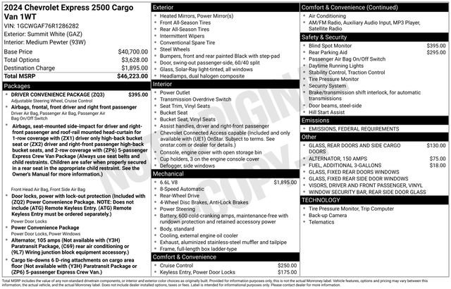 Certified 2024 Chevrolet Express 2500 w/ Driver Convenience Package image 12