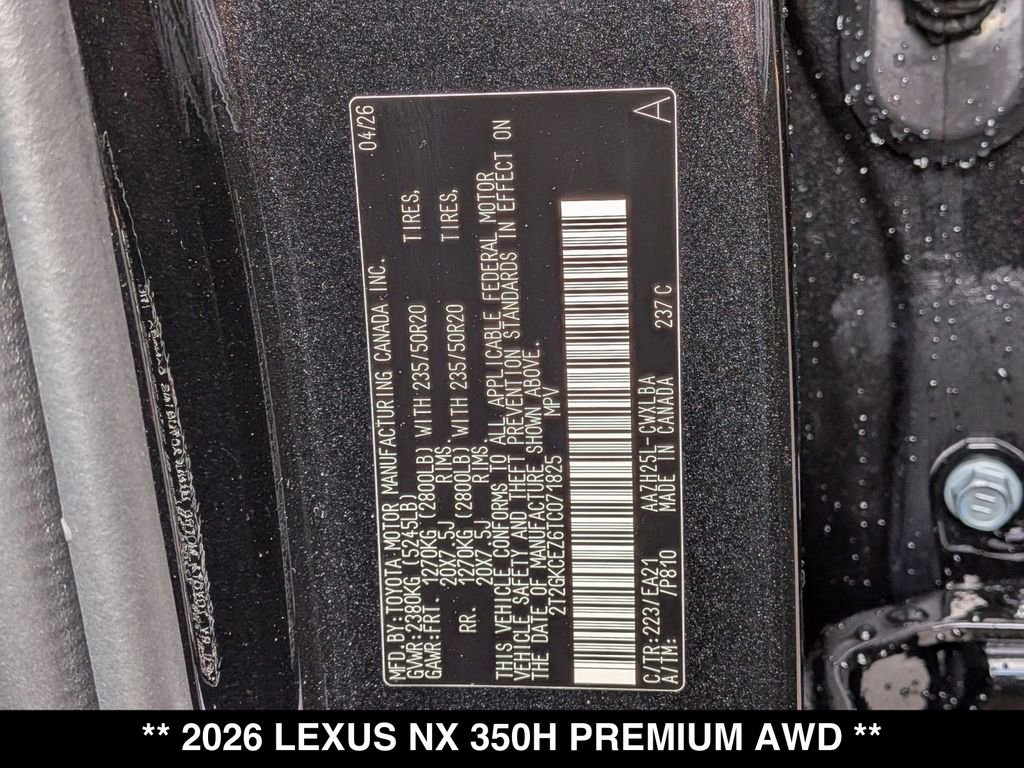 New 2026 Lexus NX 350h AWD w/ Accessory Package (2T) image 19
