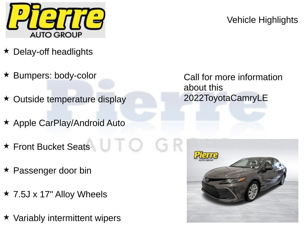 Used 2022 Toyota Camry LE FWD image 14