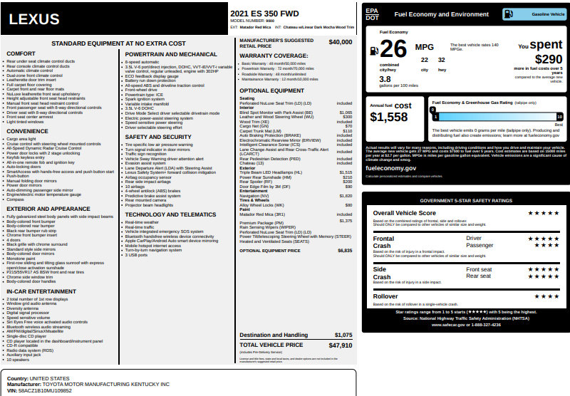 Used 2021 Lexus ES 350 image 25
