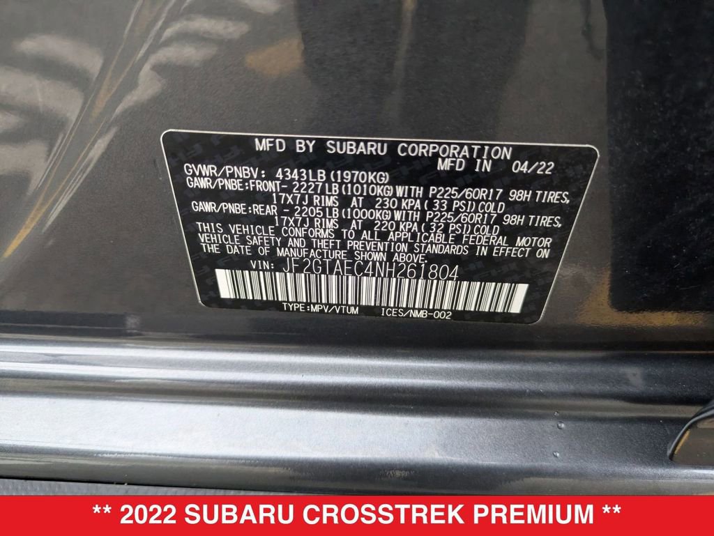 Used 2022 Subaru Crosstrek 2.0i Premium w/ Moonroof Package image 41
