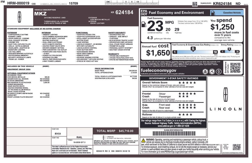 Used 2019 Lincoln MKZ Reserve w/ Reserve Plus Package image 61