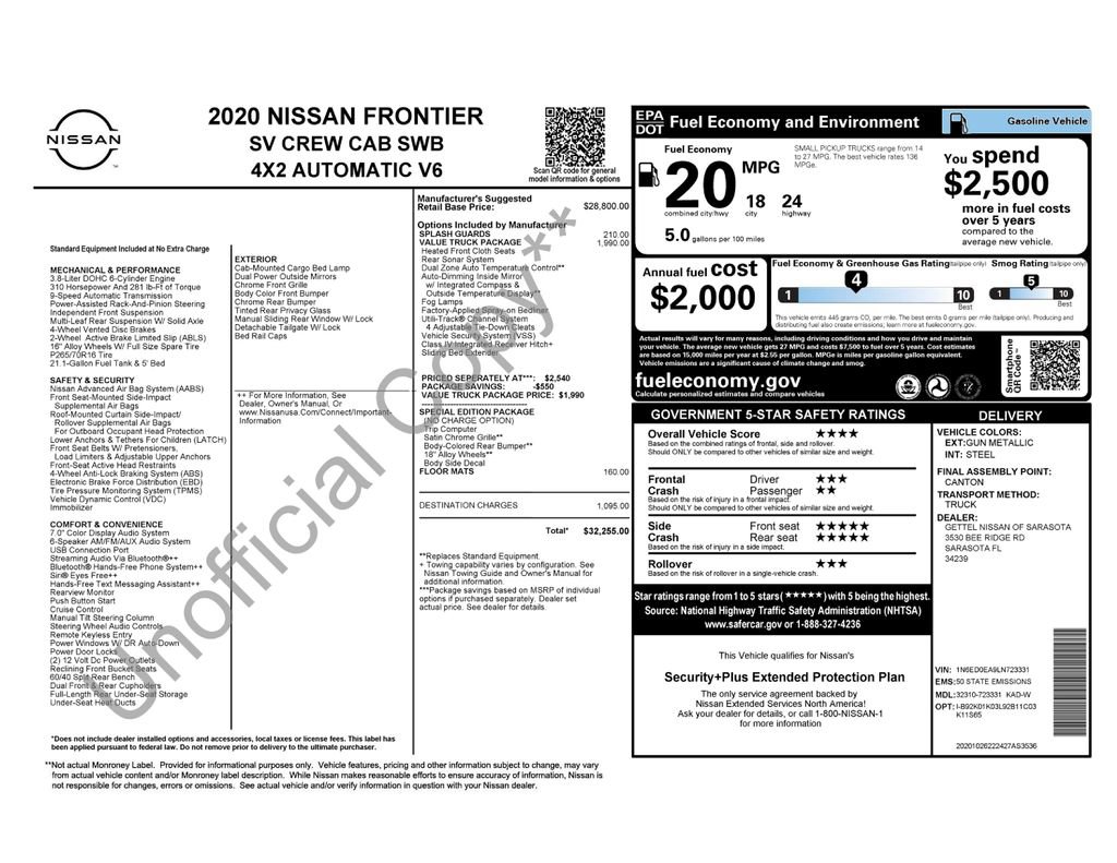 Used 2020 Nissan Frontier SV image 15