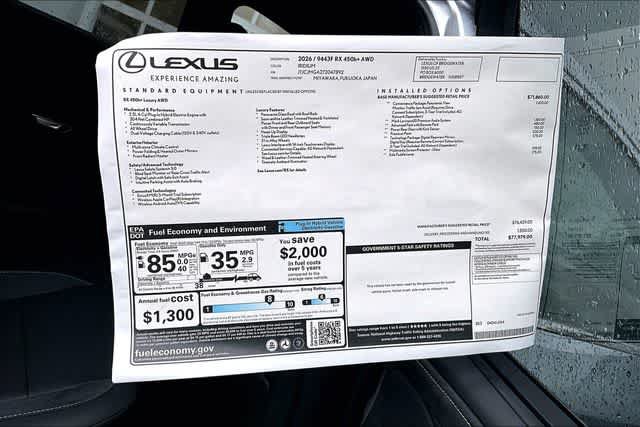 New 2026 Lexus RX 450h AWD image 14