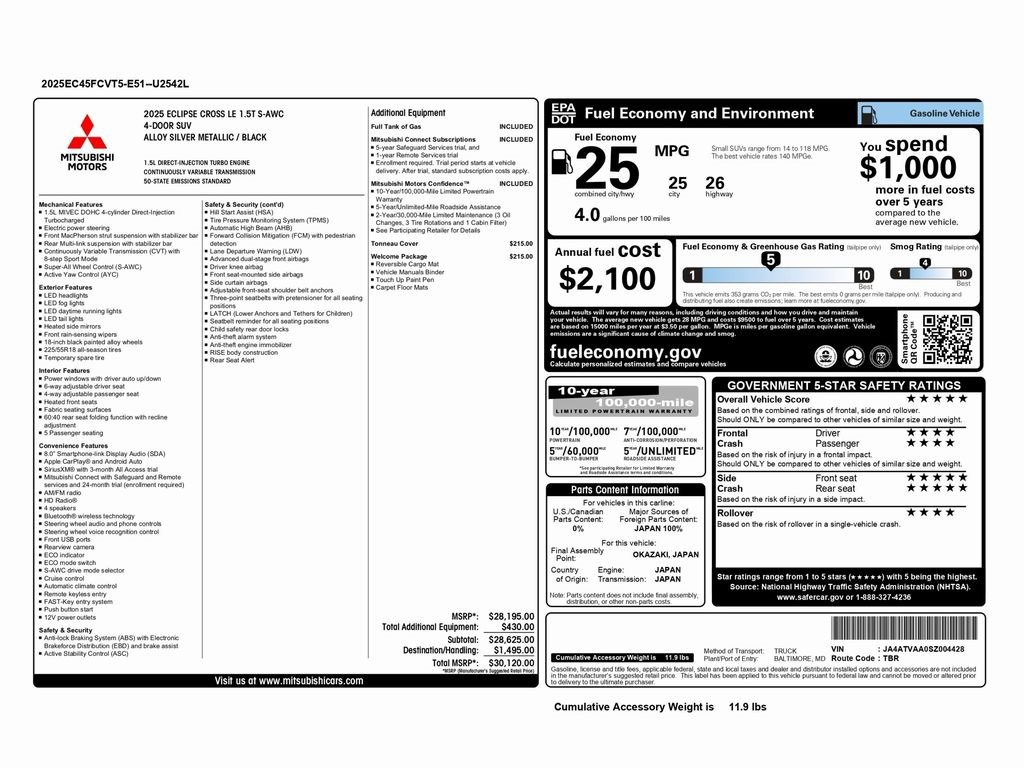 Used 2025 Mitsubishi Eclipse Cross LE image 2