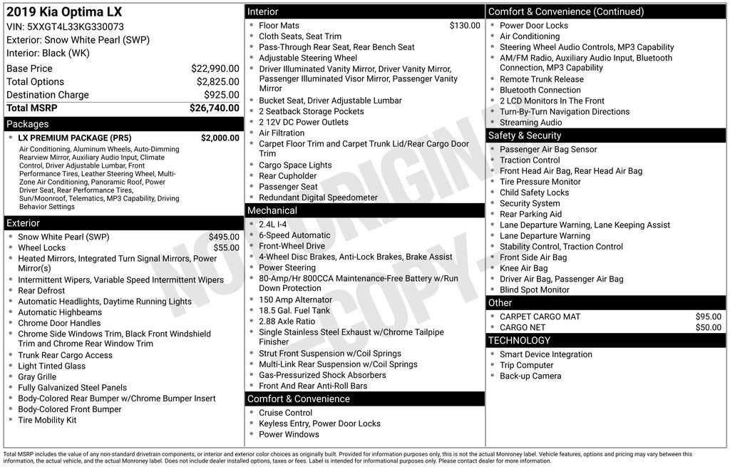 Used 2019 Kia Optima LX w/ LX Premium Package image 6