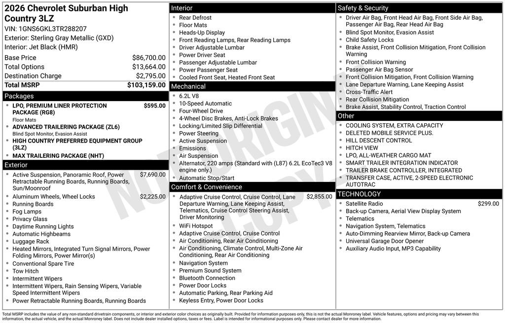 New 2026 Chevrolet Suburban High Country AWD/4WD image 18