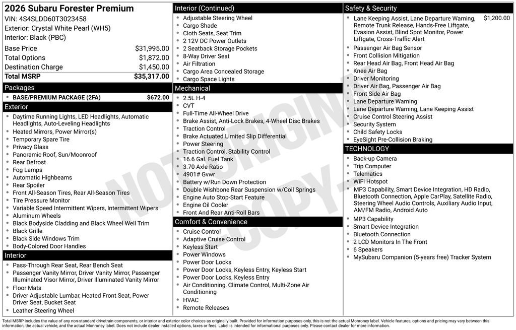 Certified 2026 Subaru Forester Premium w/ Base/Premium Package AWD/4WD image 18