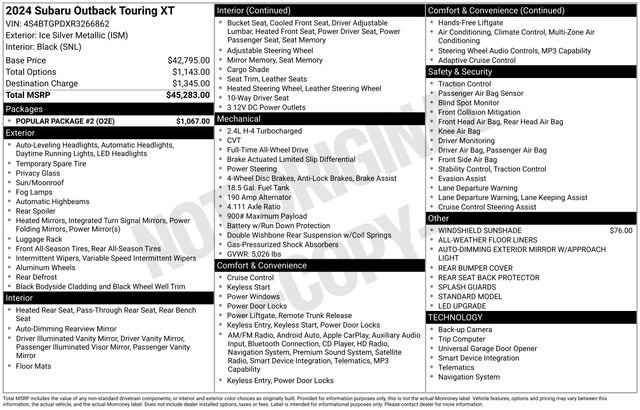 Used 2024 Subaru Outback Touring XT w/ Popular Package #2 AWD/4WD image 37
