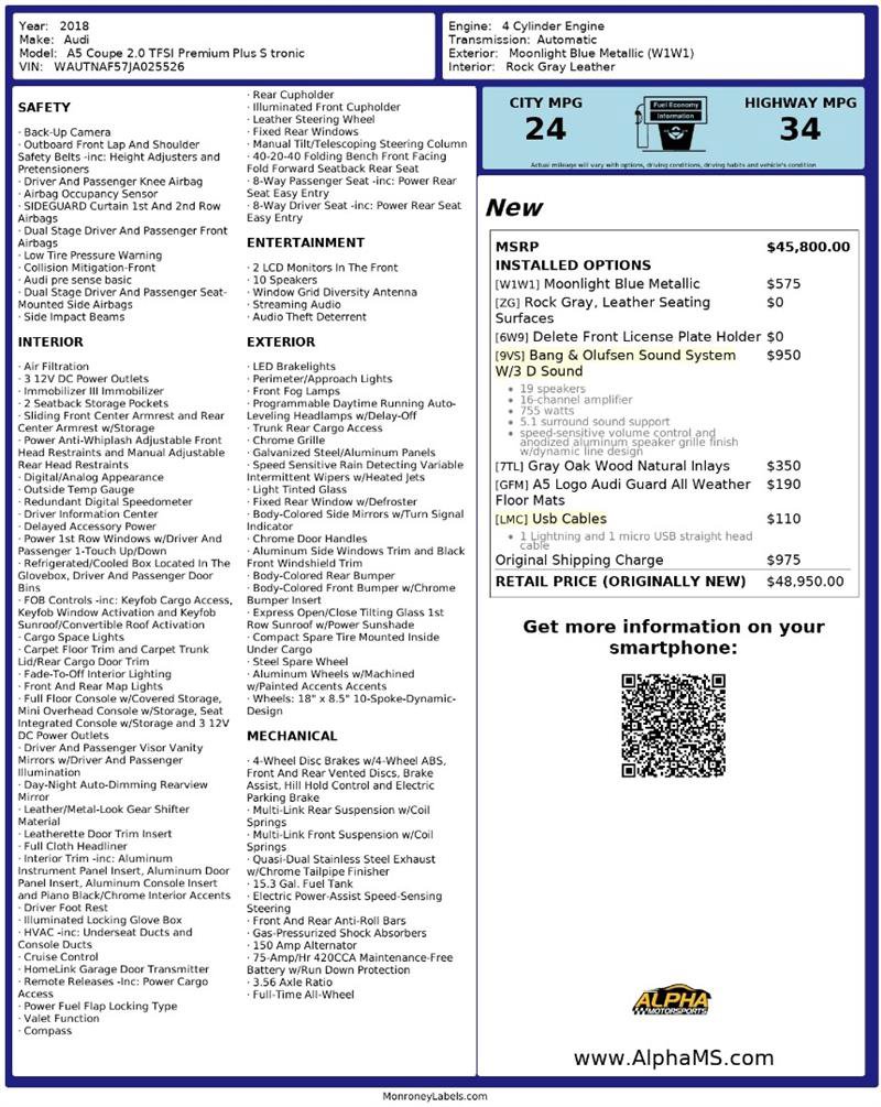 Used 2018 Audi A5 2.0T Premium Plus w/ Premium Plus image 3