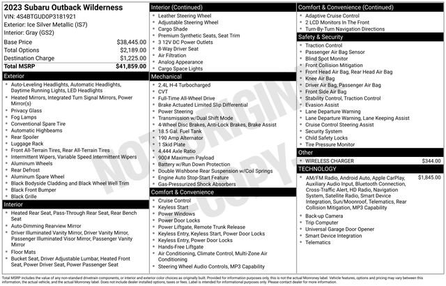 Used 2023 Subaru Outback Wilderness AWD/4WD image 46