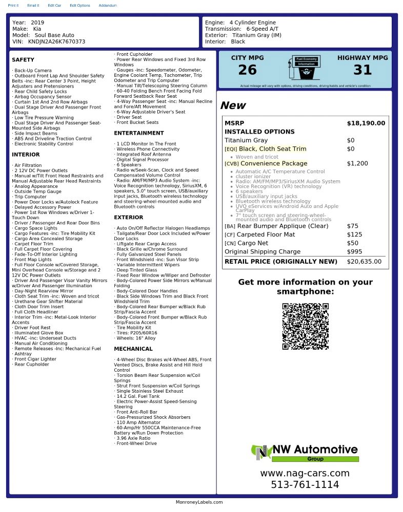 Used 2019 Kia Soul w/ Convenience Package FWD image 2