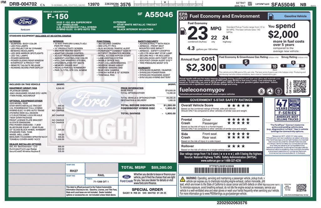 New 2025 Ford F150 Platinum w/ Equipment Group 702A High image 3