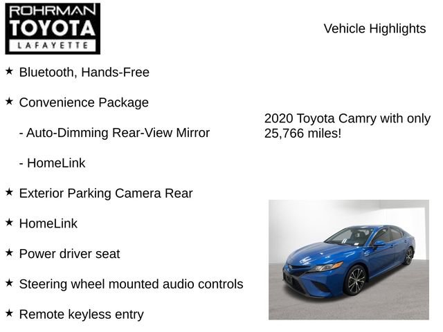 Used 2020 Toyota Camry SE w/ Sunroof Package image 8