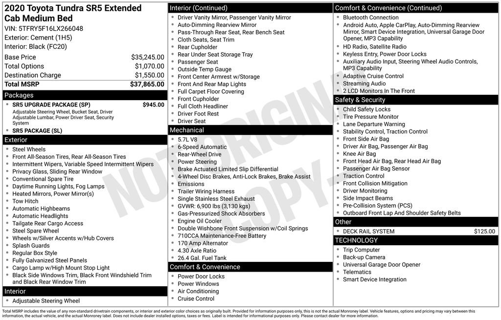 Used 2020 Toyota Tundra SR5 w/ SR5 Upgrade Package RWD image 6