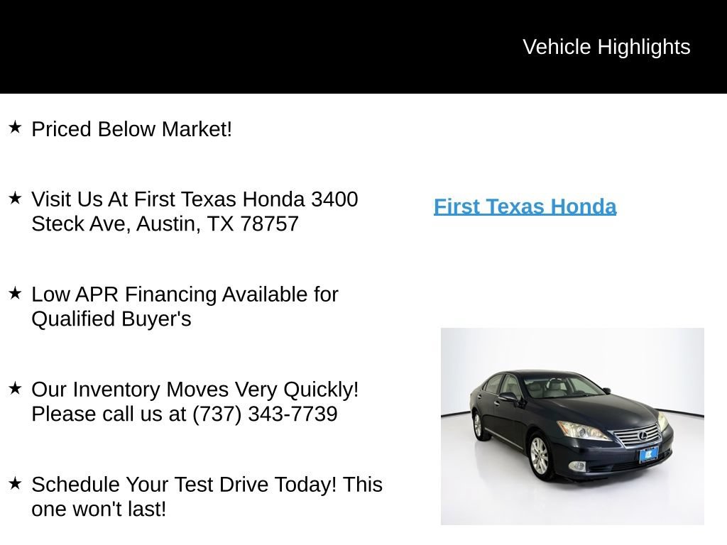 Used 2010 Lexus ES 350 w/ Preferred Accessory Package FWD image 10
