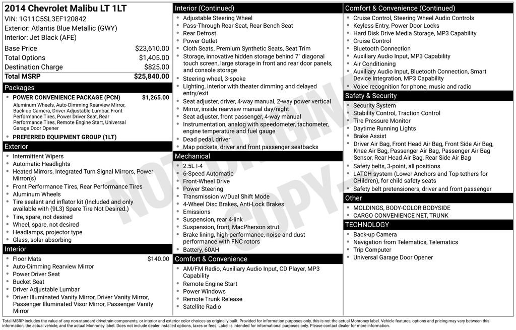 Used 2014 Chevrolet Malibu LT w/ Power Convenience Package image 4