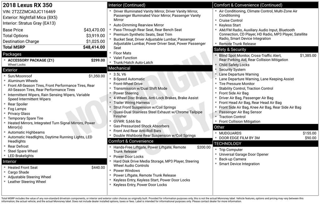 Used 2018 Lexus RX 350 FWD w/ Accessory Package image 56