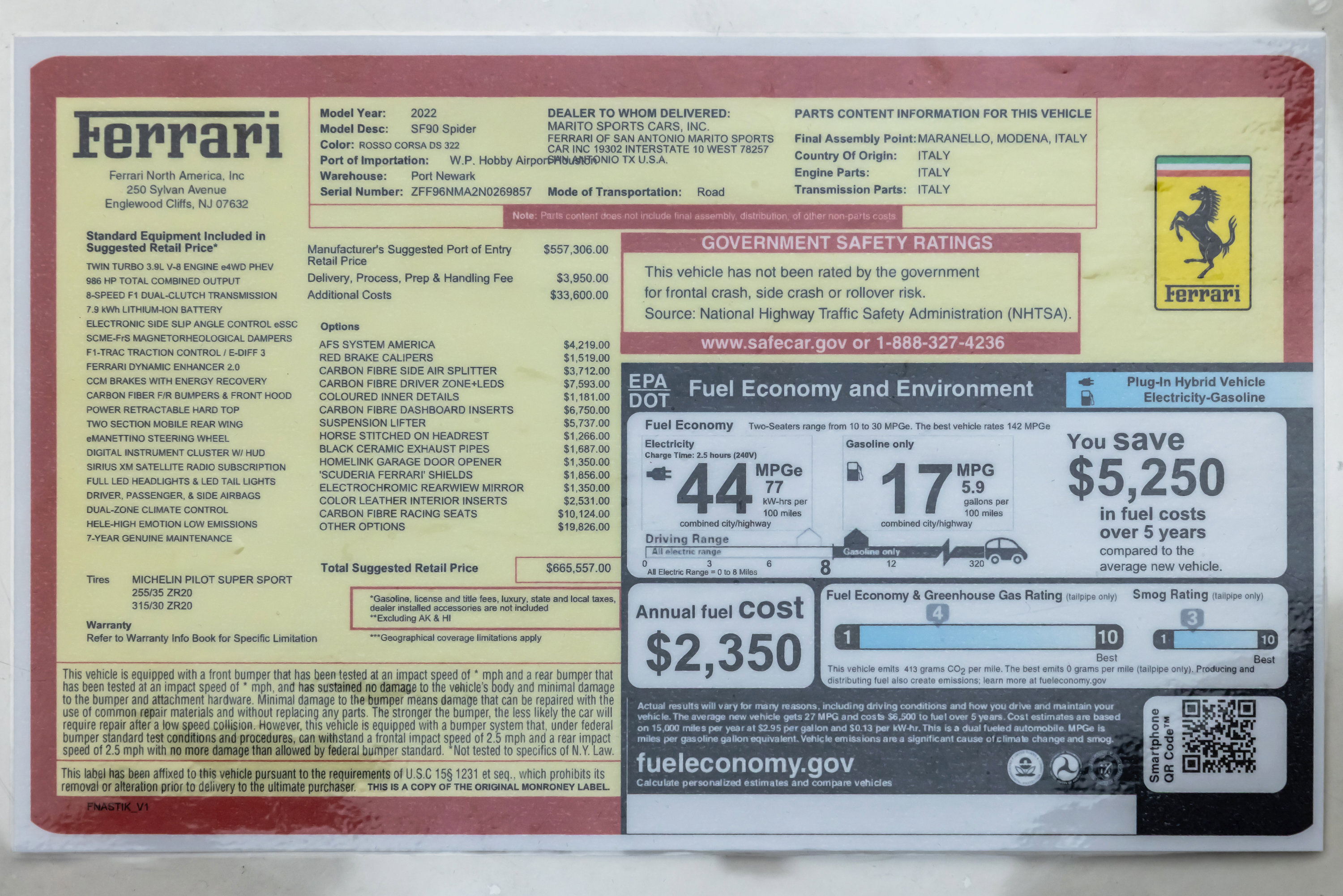 Certified 2022 Ferrari SF90 Spider image 77