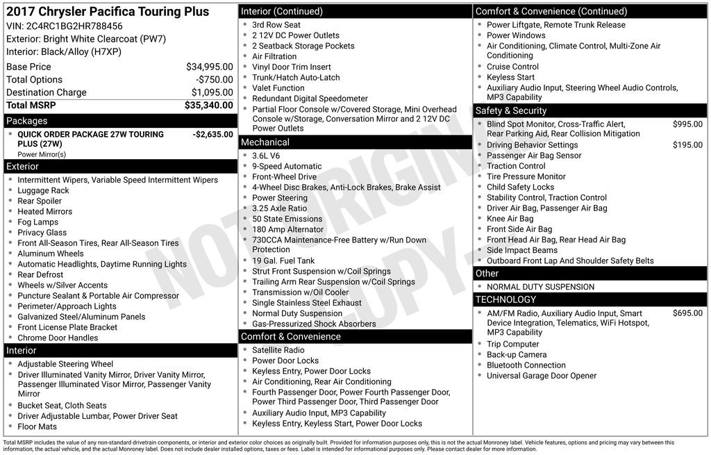 Used 2017 Chrysler Pacifica Touring Plus FWD image 39