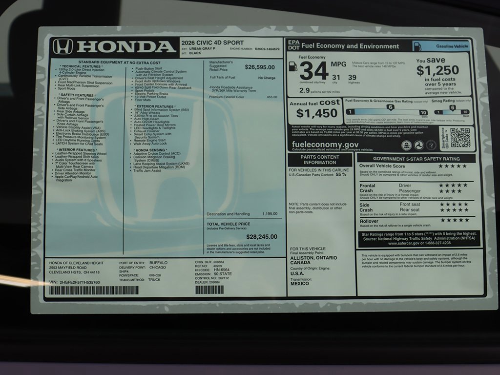 New 2026 Honda Civic Sport image 23