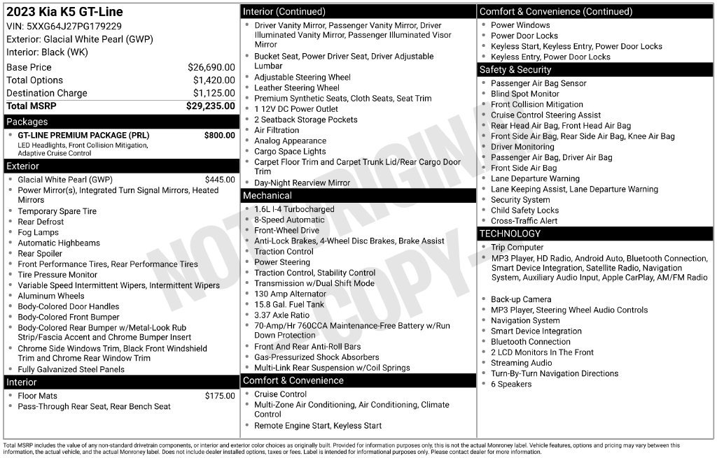 Used 2023 Kia K5 GT-Line w/ GT-Line Premium Package FWD image 8