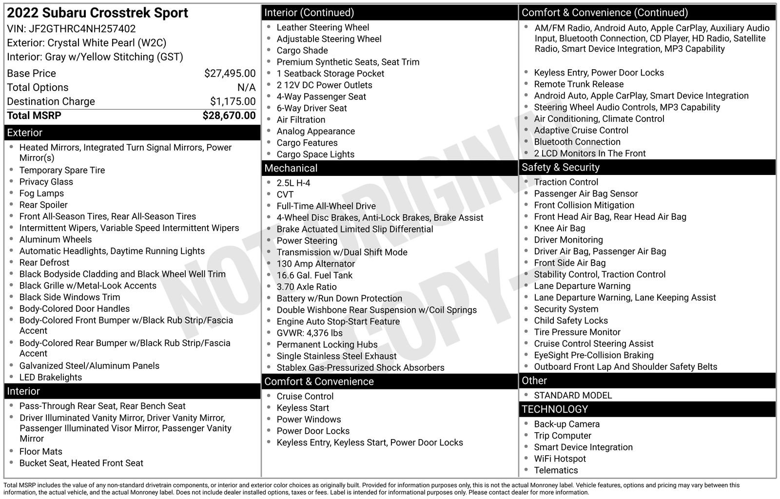 Used 2022 Subaru Crosstrek 2.5i Sport image 6