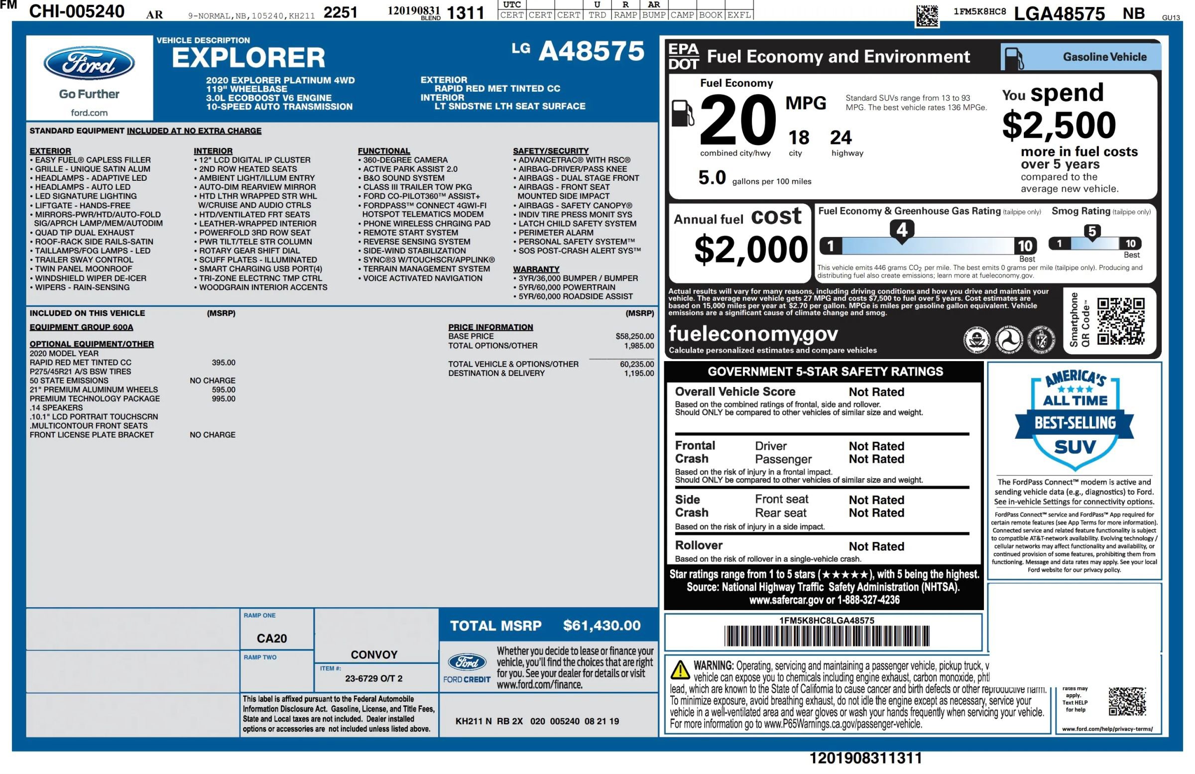 Used 2020 Ford Explorer Platinum w/ Premium Technology Package image 3