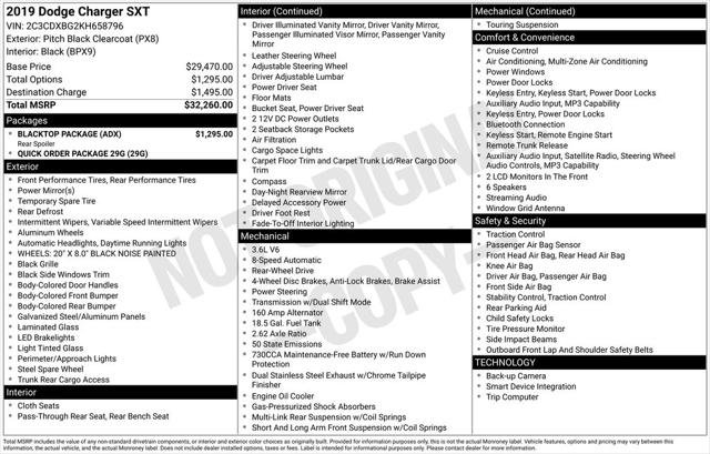 Used 2019 Dodge Charger SXT w/ Blacktop Package RWD image 1