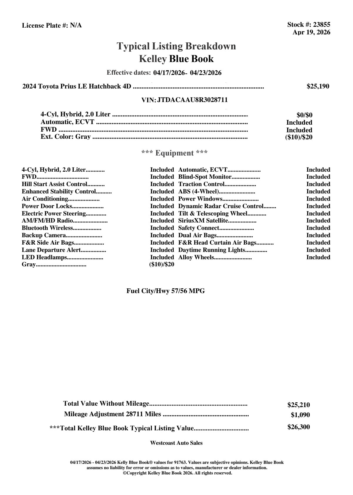 Used 2024 Toyota Prius LE image 8