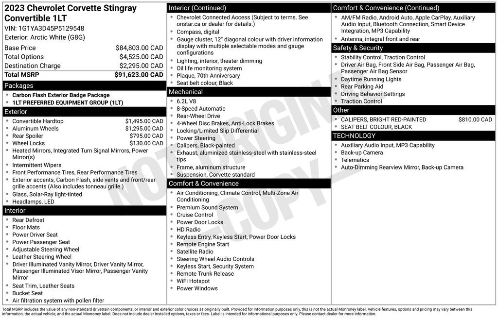 Certified 2023 Chevrolet Corvette Stingray Convertible w/ 1LT RWD image 38