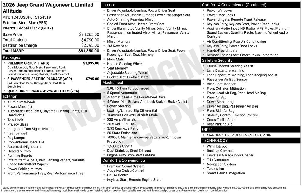 New 2026 Jeep Grand Wagoneer L Limited w/ Premium Group II image 3