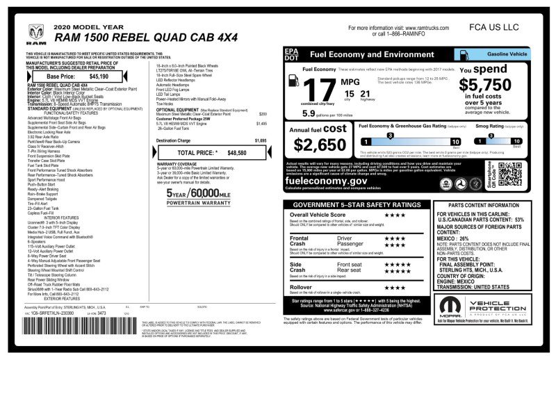Used 2020 RAM 1500 Rebel image 33