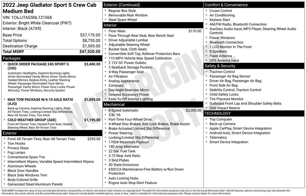 Used 2022 Jeep Gladiator Sport AWD/4WD image 5