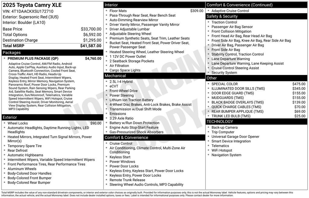 Used 2025 Toyota Camry XLE w/ Premium Plus Package FWD image 6