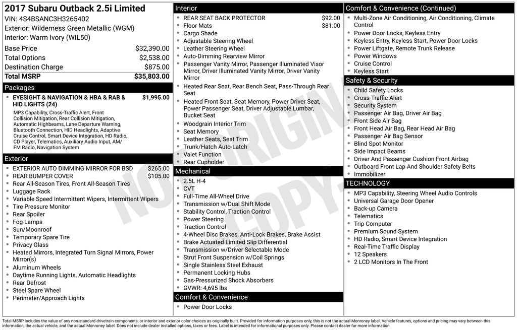 Used 2017 Subaru Outback 2.5i Limited image 14