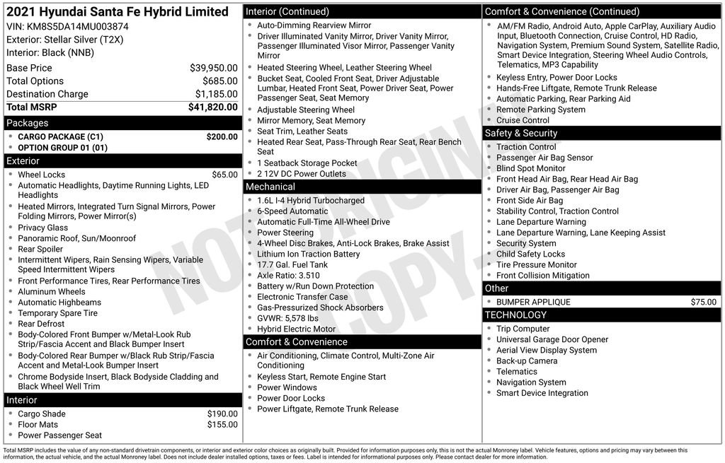 Used 2021 Hyundai Santa Fe Limited w/ Cargo Package image 2