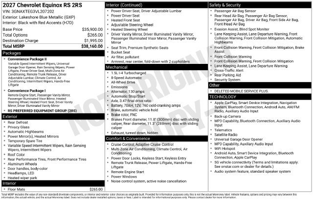 New 2027 Chevrolet Equinox RS AWD/4WD image 34