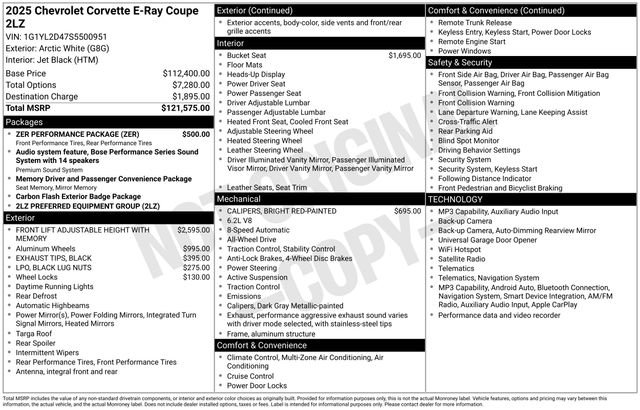 Used 2025 Chevrolet Corvette E-Ray w/ ZER Performance Package image 2