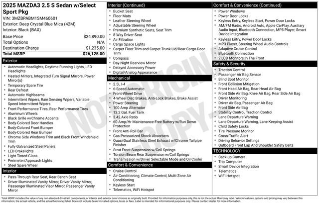 Used 2025 MAZDA MAZDA3 s image 3