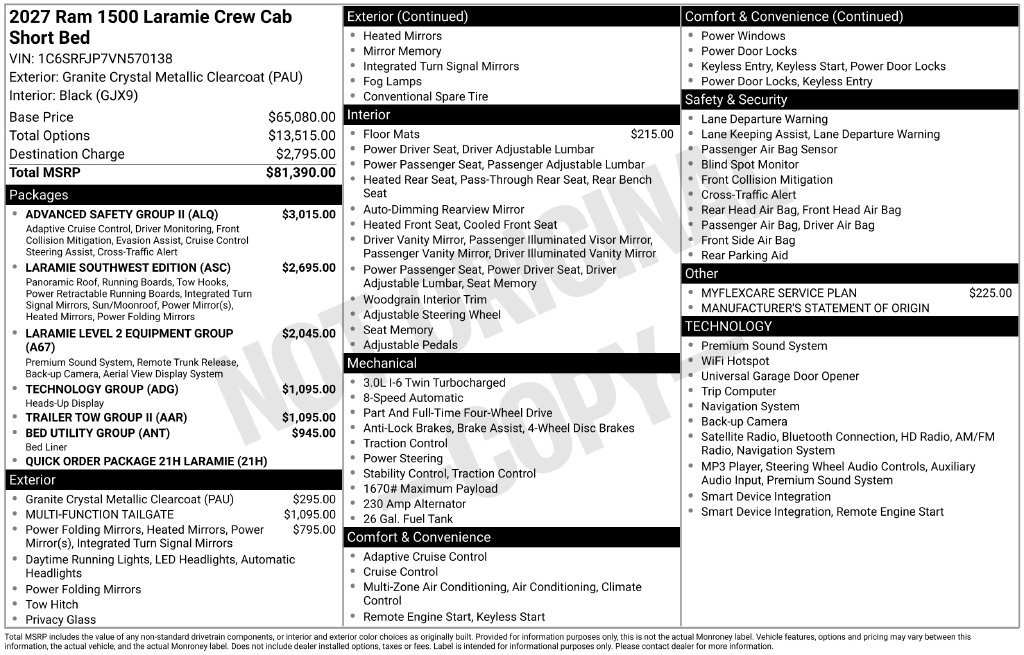 New 2027 RAM 1500 Laramie w/ Advanced Safety Group II AWD/4WD image 6