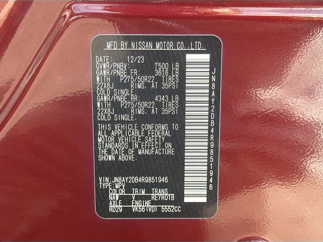 Certified 2024 Nissan Armada Platinum w/ Captain's Chairs Package image 45