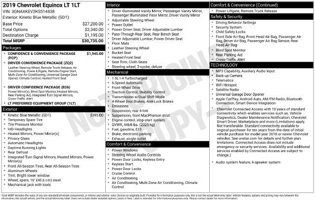 Used 2019 Chevrolet Equinox LT FWD image 32